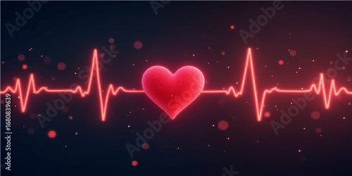 A healthy red heart pulse beats across an EKG monitor, illustrating a steady wave of life