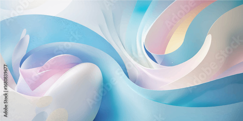 Abstract blue background with flowing light lines and soft curve patterns