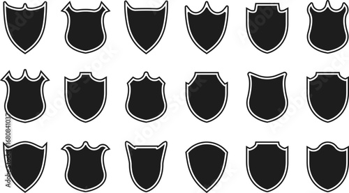 Shields set. Collection of security shield icons. Vector illustration