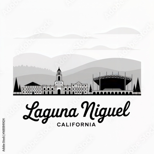 Laguna Niguel California Skyline Silhouette — A Scenic City in Orange County Vector Illustration