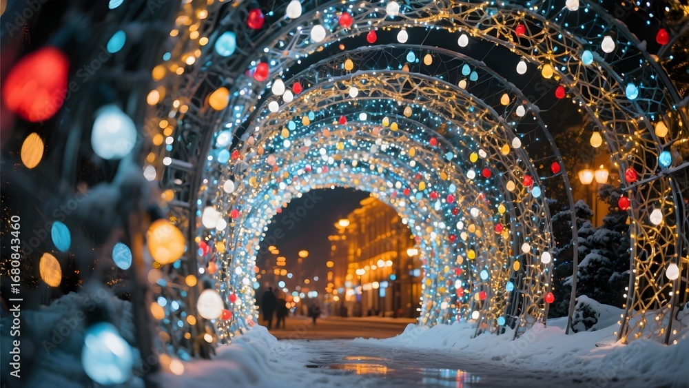 Obraz premium 크리스마스조명터널겨울밤풍경