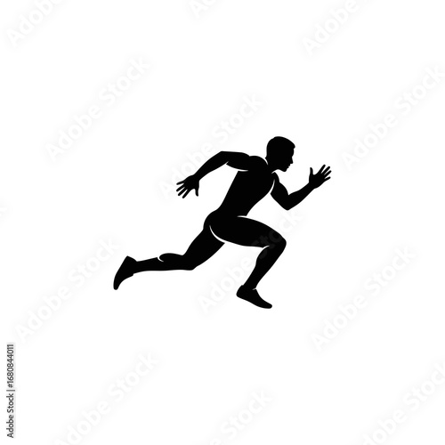 A stylized figure plays an acoustic guitar while walking.