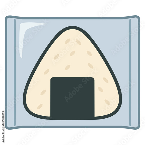 onigiri inside plastic package snack flat color vector illustration template design