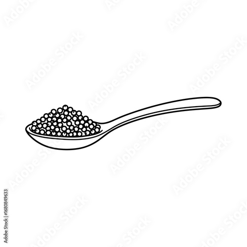 Spoon filled with granulated spices in minimalistic style  