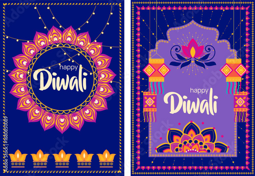 String Lights Mandala Diwali Frame