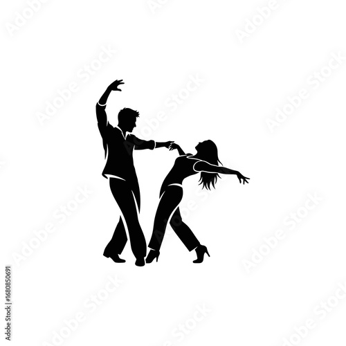 A stylized figure plays an acoustic guitar while walking.