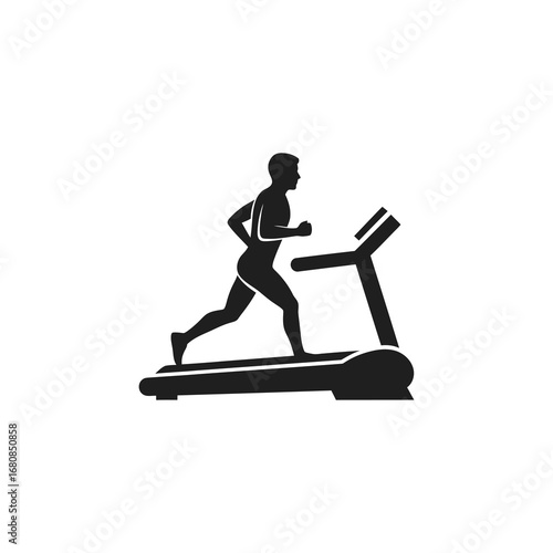 A stylized figure plays an acoustic guitar while walking.