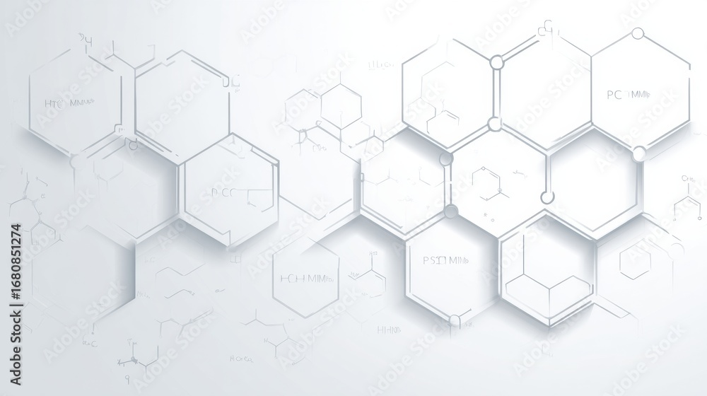 Obraz premium Chemical Structure Background Displaying Various Molecular Designs and Formulas in a Minimalist Style