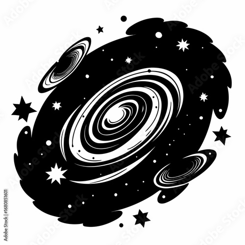 Galaxies vector clean black silhouette design white background