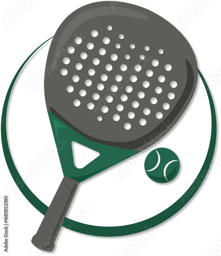 Padel racket and ball green illustration asset logo with white background