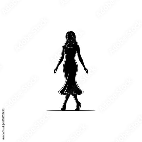 A stylized figure plays an acoustic guitar while walking.