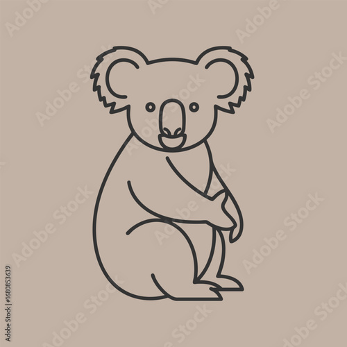Cute cartoon koala sitting comfortably on a soft background, showcasing its adorable features and playful demeanor