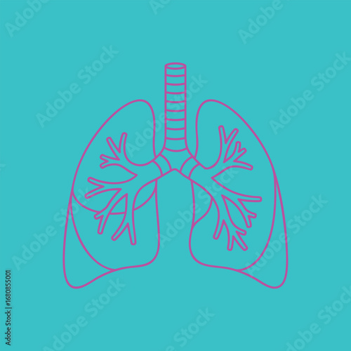 Abstract illustration of human lungs with detailed branching bronchi on a vibrant blue background, suitable for educational use