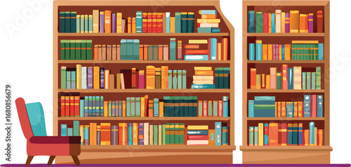 A cozy library featuring tall bookshelves filled with books and comfortable chairs for reading and studying