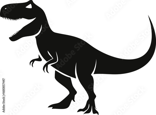 Tyrannosaurus Rex Dinosaur Vector Logo in Black and White, Modern and Minimalist Design, Ideal for Prehistoric Branding, Nature Illustration, and Distinct Animal Identity
