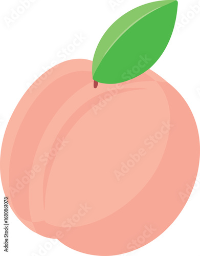A ripe peach displayed on a clean white background, highlighting its smooth skin and warm color