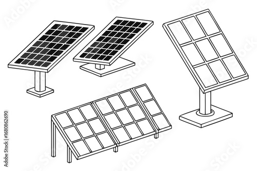 Illustration of solar panels, showcasing renewable energy technology and sustainable power generation for a cleaner future