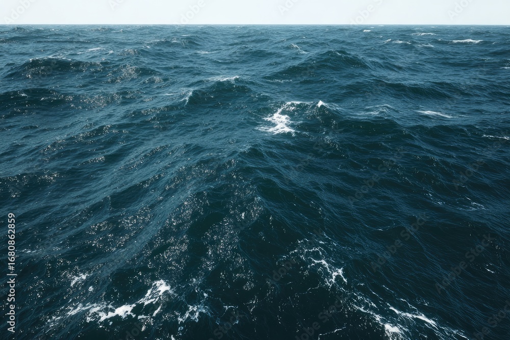 Fototapeta premium Wide shot of choppy ocean waves