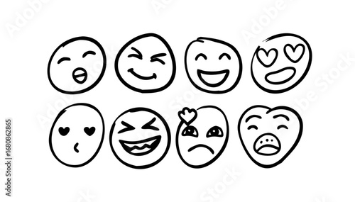 Black Hand Drawing of a Smiling Face Emoji doodle hand drawn