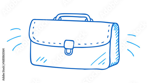 Blue briefcase doodle business travel