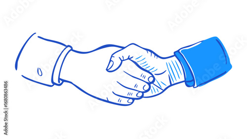 Blue handshake agreement illustration business partnership