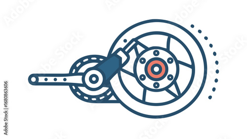 Blue Motorcycle Crankset and Wheel bicycle chain