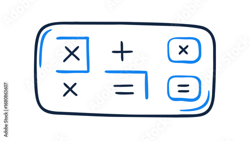 Blue mathematical symbols and boxes plus minus