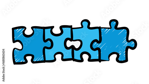 Blue puzzle pieces connected connection teamwork