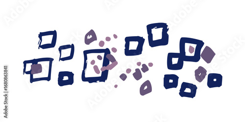 Brush painted squares and playful irregular shapes