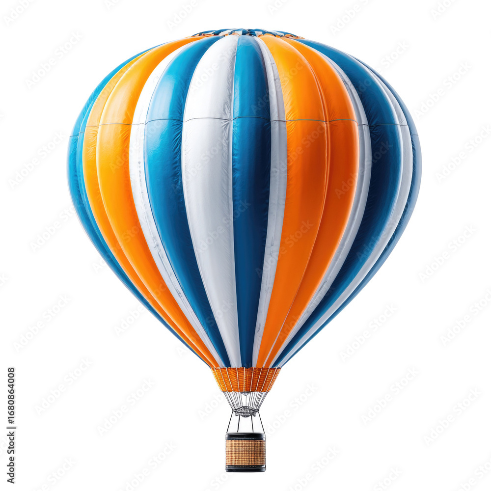 Fototapeta premium Brightly Colored Hot Air Balloon Floating Against Clear Sky in Relaxing Outdoor Landscape