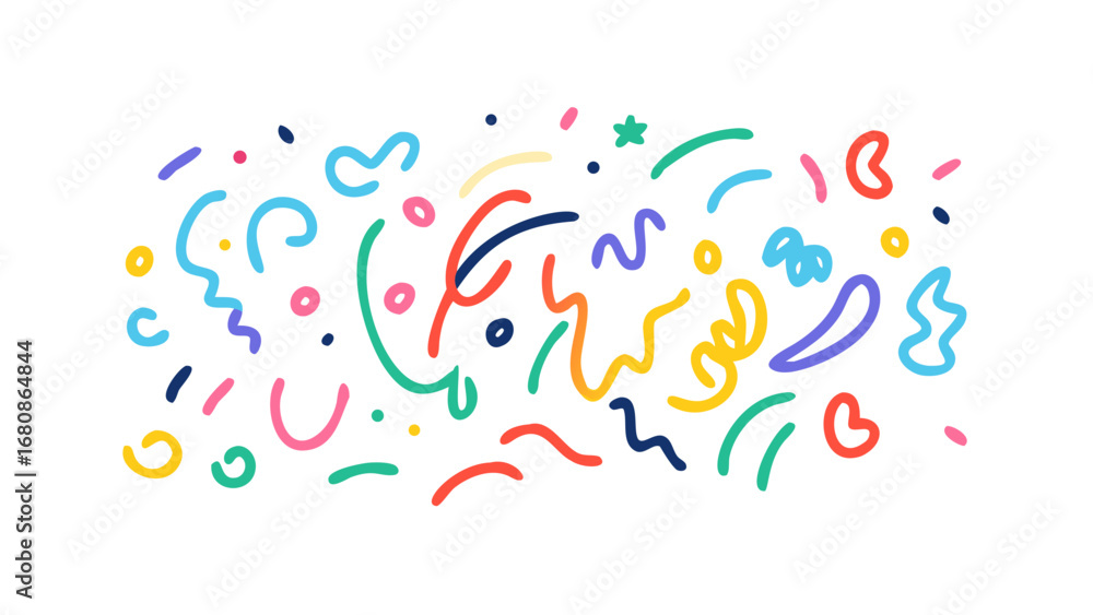 Fototapeta premium Colorful abstract doodles on a white background blue