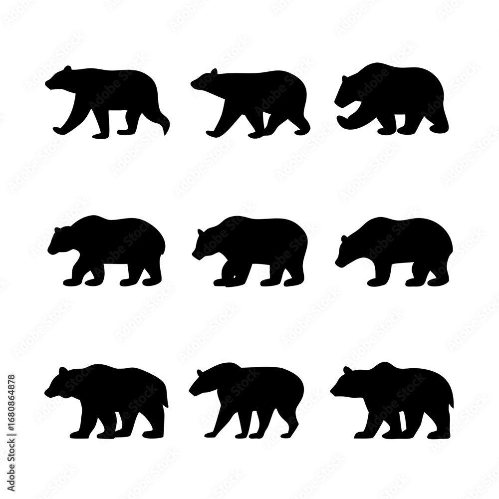 Naklejka premium Vector art of silhouette of a bear, a versatile graphic element suitable for various design projects and creative applications