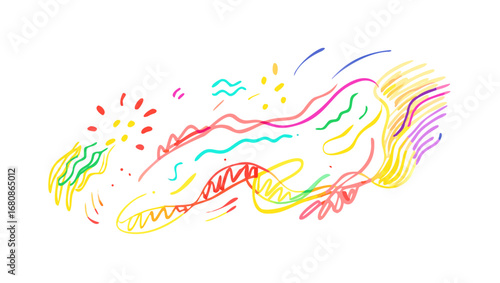 Colorful abstract wavy lines and dots background bright