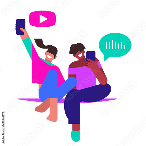 Female influencers creating multimedia content