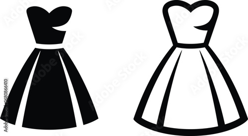 Two dresses one black one white stylized icons