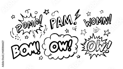 Comic Action Starbursts doodle effect