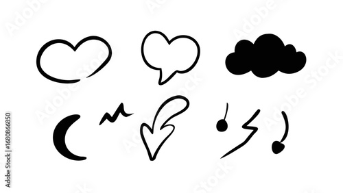 Comic doodle shapes and expressions speech bubble