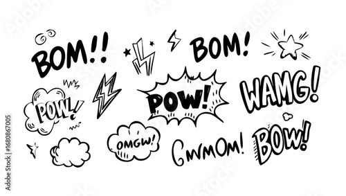 Comic style action lines and motion effects doodle