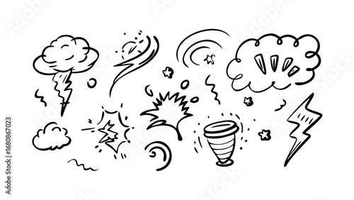 Comic Style Doodle Elements playful cartoon