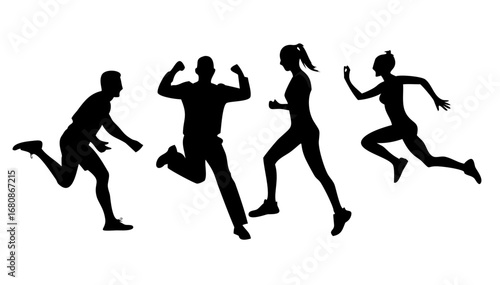 Couple holding hands walking silhouette black