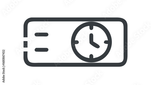 Dark gray clock on white background time simple