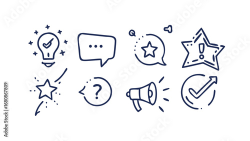 Doodle Icons for Communication and Success idea
