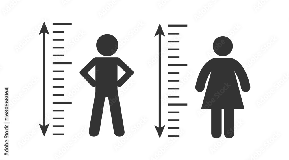Φωτογραφία Human Height Measure Icons – Growth Scale, Medical Check, and Fitness Measurement Vector Set