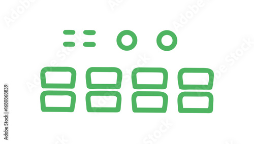 Green dashboard controls on white background buttons
