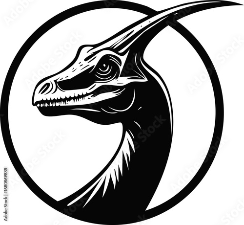 Brachiosaurus Dinosaur Animal Vector Logo in Black and White, Minimalist and Simple Design, Perfect for Wildlife Branding, Nature Illustration, and Unique Animal Identity
