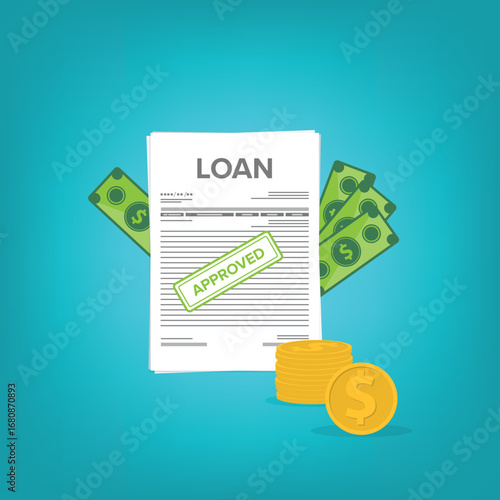 Finance management. Loan agreement. Mortgage money credit. Loan disbursement, quick loan service, easy credit.	
