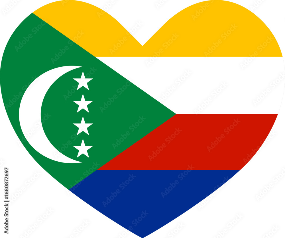 Fototapeta premium Comoros heart shaped icon flag illustrator national
