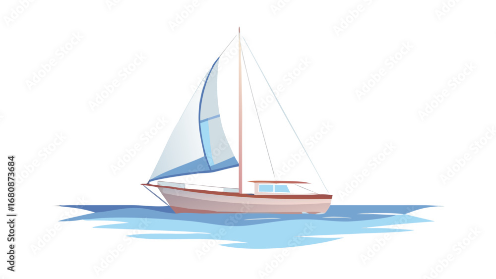 Fototapeta premium Sailboat on blue water sailing