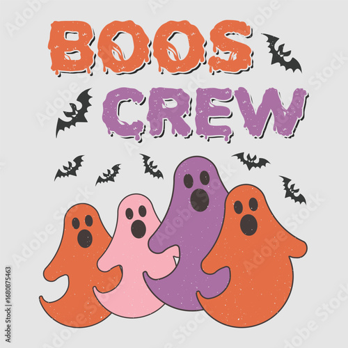 Boos Crew Halloween T-Shirt Sublimation Design Vector Graphic.
