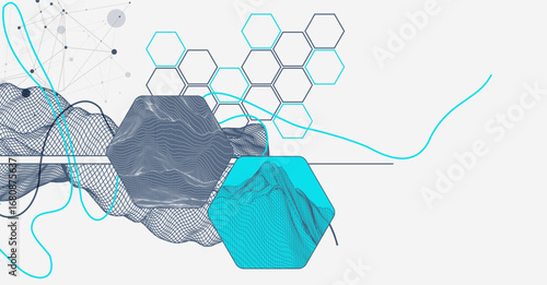 Abstract wireframe background. Modern science or technology art elements. Surface illustration.